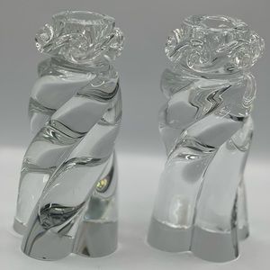 Baccarat 1980s Crystal Twisted Rope Design   Candle Holders